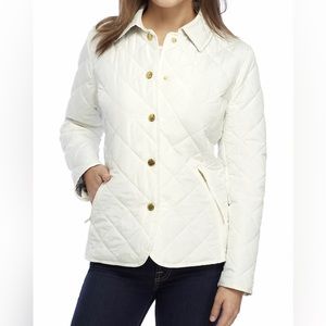 Preppy Crown and Ivy Long Sleeve Quilted Jacket Off-White Machine Washable Sz L